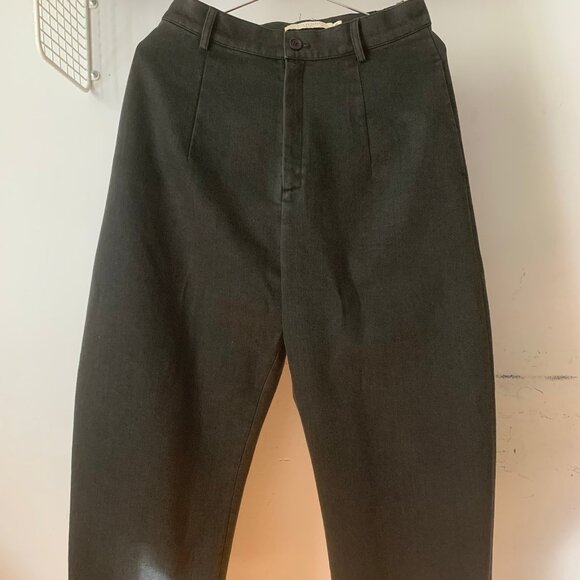 7115 by Szeki Sand-washed Tailored Curve Legged Trouser - Washed Black - Picture 6 of 9